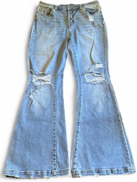 Zenana Outfitters Denim - Zenana Women's Blue Button Fly Flare Jeans